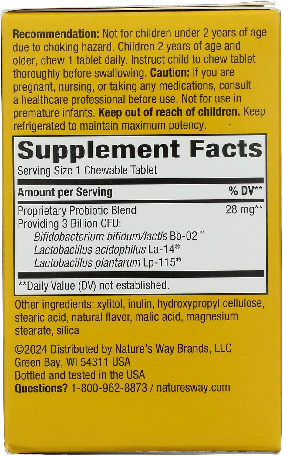Nature's Way Primadophilus Probiótico Masticable para Niños, 60 Comprimidos Sabor Cereza