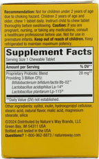 Nature's Way Primadophilus Probiótico Masticable para Niños, 60 Comprimidos Sabor Cereza