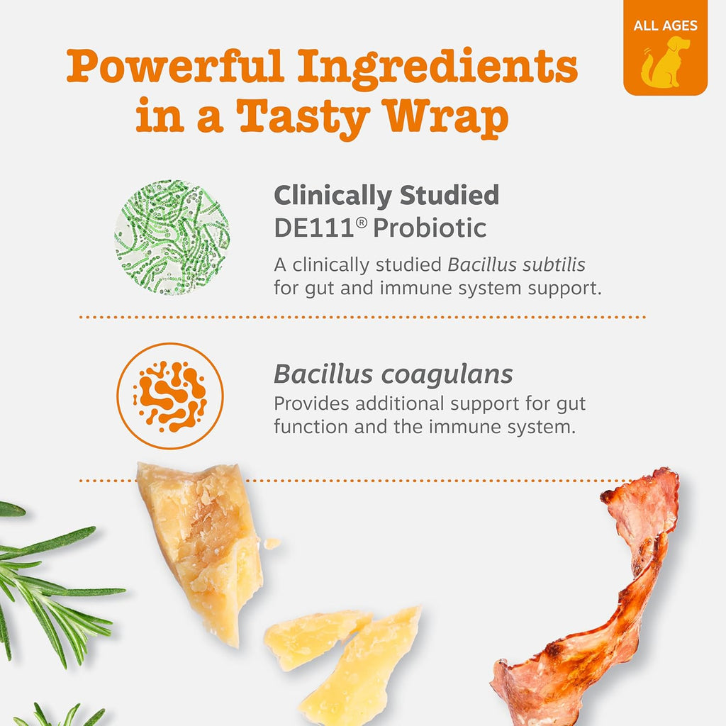 Zesty Paws Pasta de Probióticos para Perros – Sabor a Bacon – con Bacillus subtilis DE111 – 4.2 oz (60 porciones)