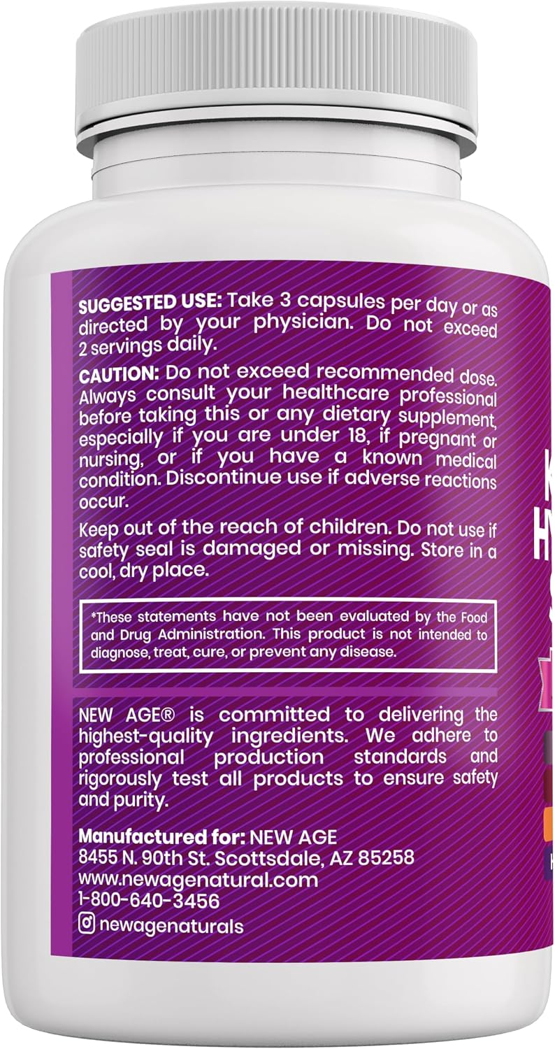NEW AGE Colágeno con Biotina, Keratina, Saw Palmetto, Ácido Hialurónico, Vitamina E, Ácido Fólico, Semilla de Calabaza, MSM - 90 Cápsulas (Pack de 2)