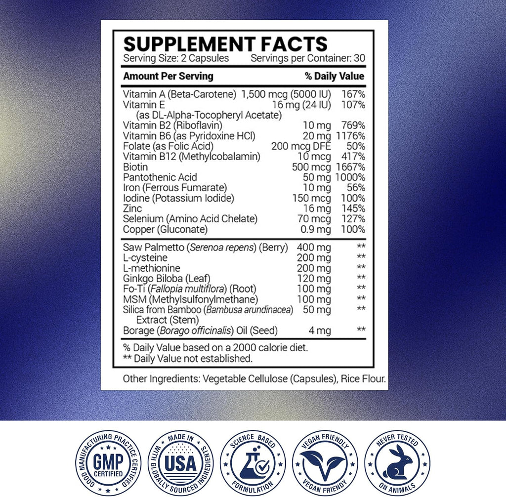 Research Verified Hair Growth Support - Suplemento para el Crecimiento del Cabello con Biotina y Bloqueadores DHT