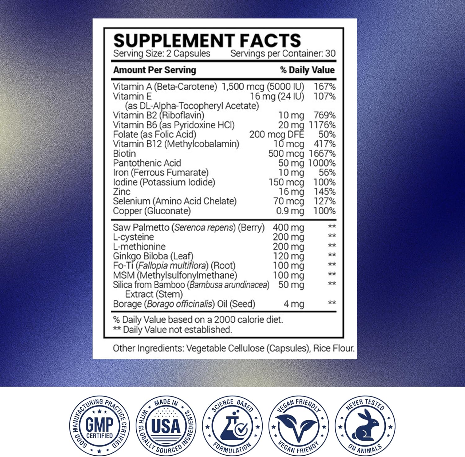 Research Verified Hair Growth Support - con Biotina, Saw Palmetto y Vitaminas - 360 Cápsulas (6 Meses)