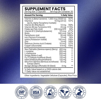 Research Verified Hair Growth Support - con Biotina, Saw Palmetto y Vitaminas - 360 Cápsulas (6 Meses) – Image 8