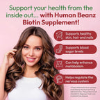 Human Beanz Biotina Gominolas Jelly Bean, 5000mcg, 120 unidades - Sabor Fresa