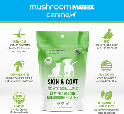 Om Mushroom Matrix Canine Skin & Coat - – Biotina: Vitamina del grupo B que contribuye al mantenimiento de una – Image 3