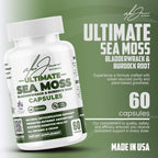 Alex Jones Ultimate Seamoss Capsules – Suplemento Vegano de Algas Marinas con Bladderwrack y Raíz de Bardana – Apoyo Inmunológico, Energía – 60 Cápsulas