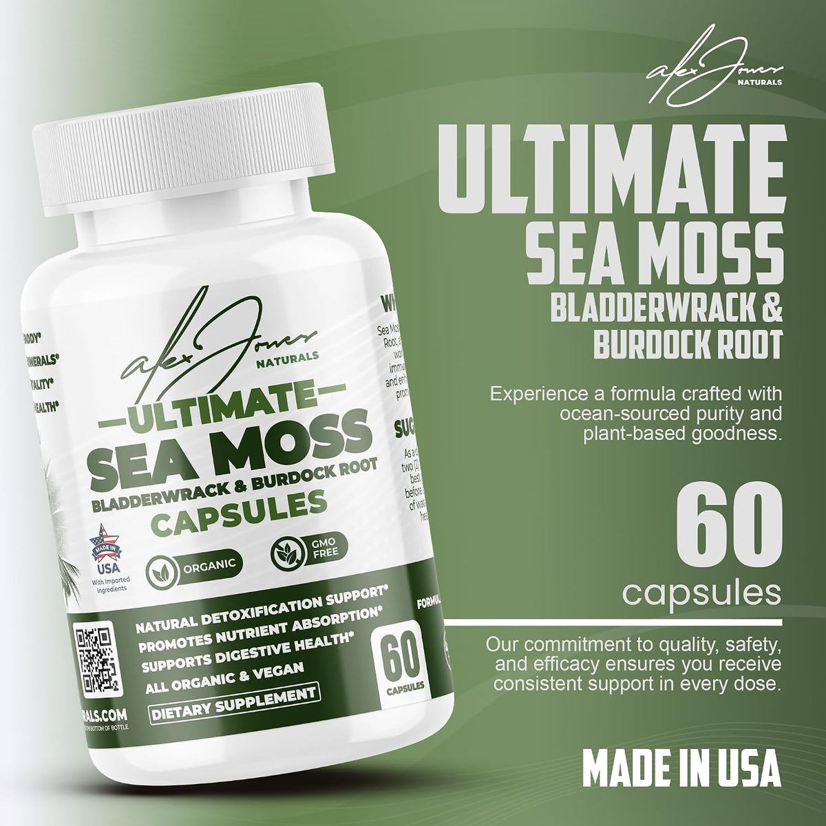 Alex Jones Ultimate Seamoss Capsules – – Transparencia: Aunque no se detalla la cantidad de yodo por cápsula, la – Image 6