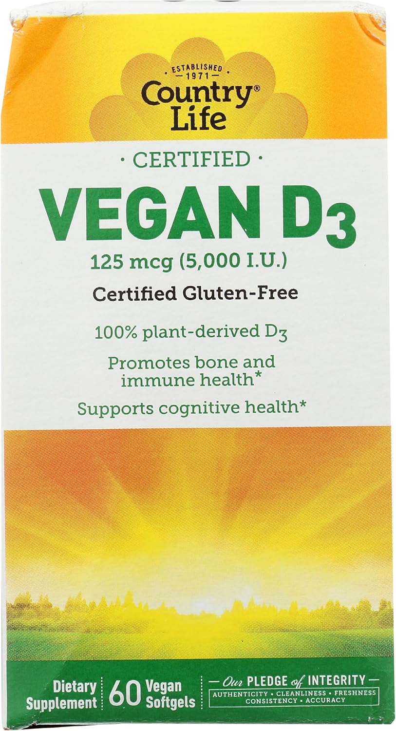 Country Life Vegan D3, 60 unidades