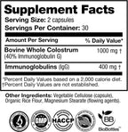 FeelGood Superfoods Calostro Bovino en Cápsulas - 2000 mg por Dosis - Salud Intestinal e Inmunidad - 60 Cápsulas