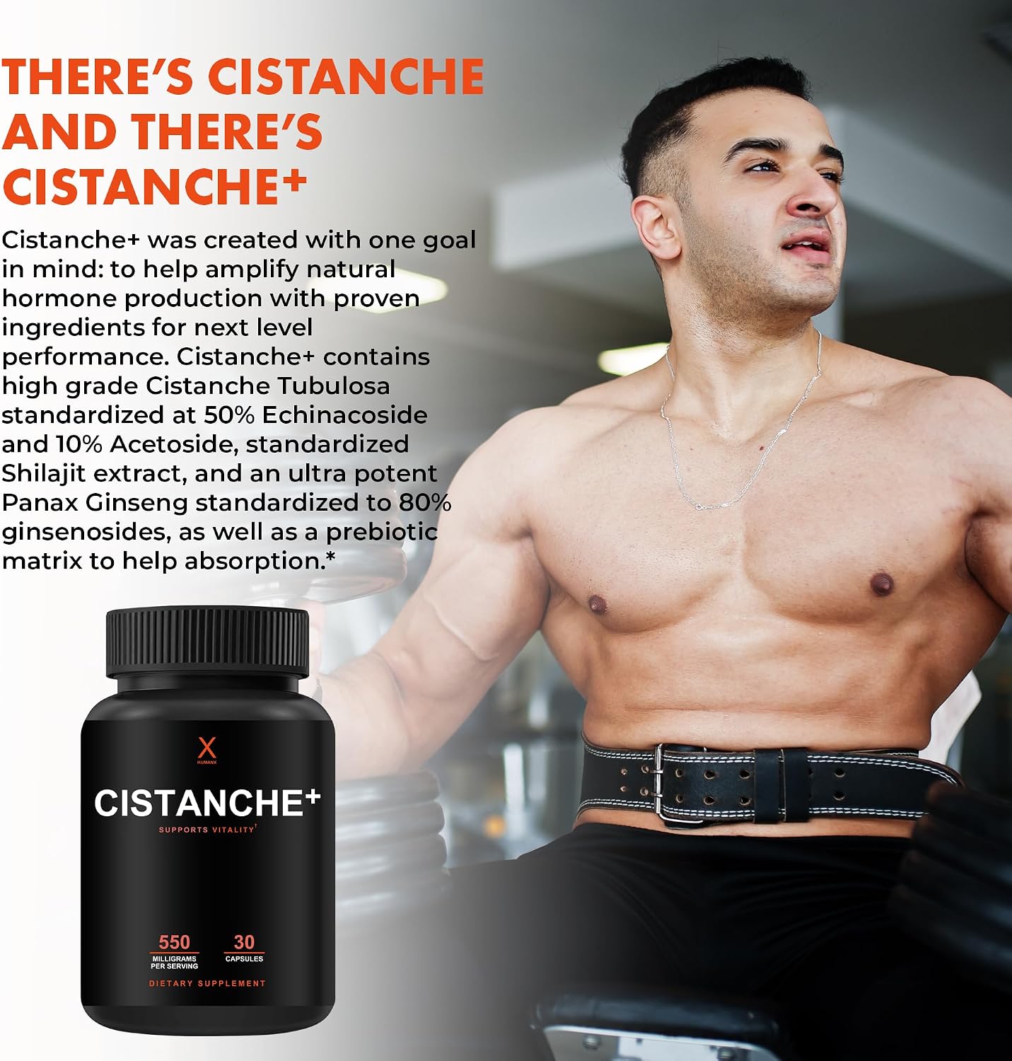 Humanx Cistanche+ 550 mg - Cápsulas de Extracto de Cistanche Tubulosa para Hombres