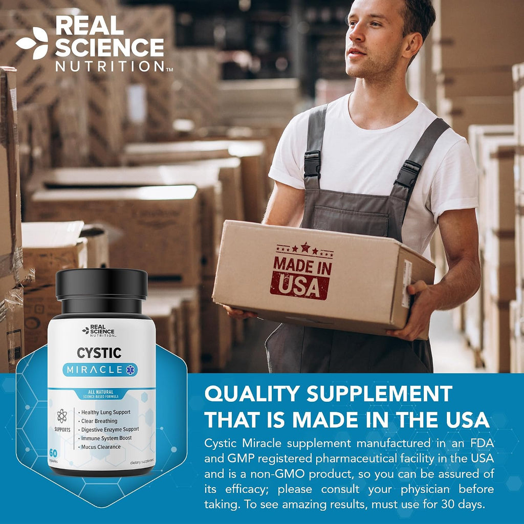 Real Science Cystic Miracle – Complemento para el Apoyo Respiratorio, 60 Cápsulas