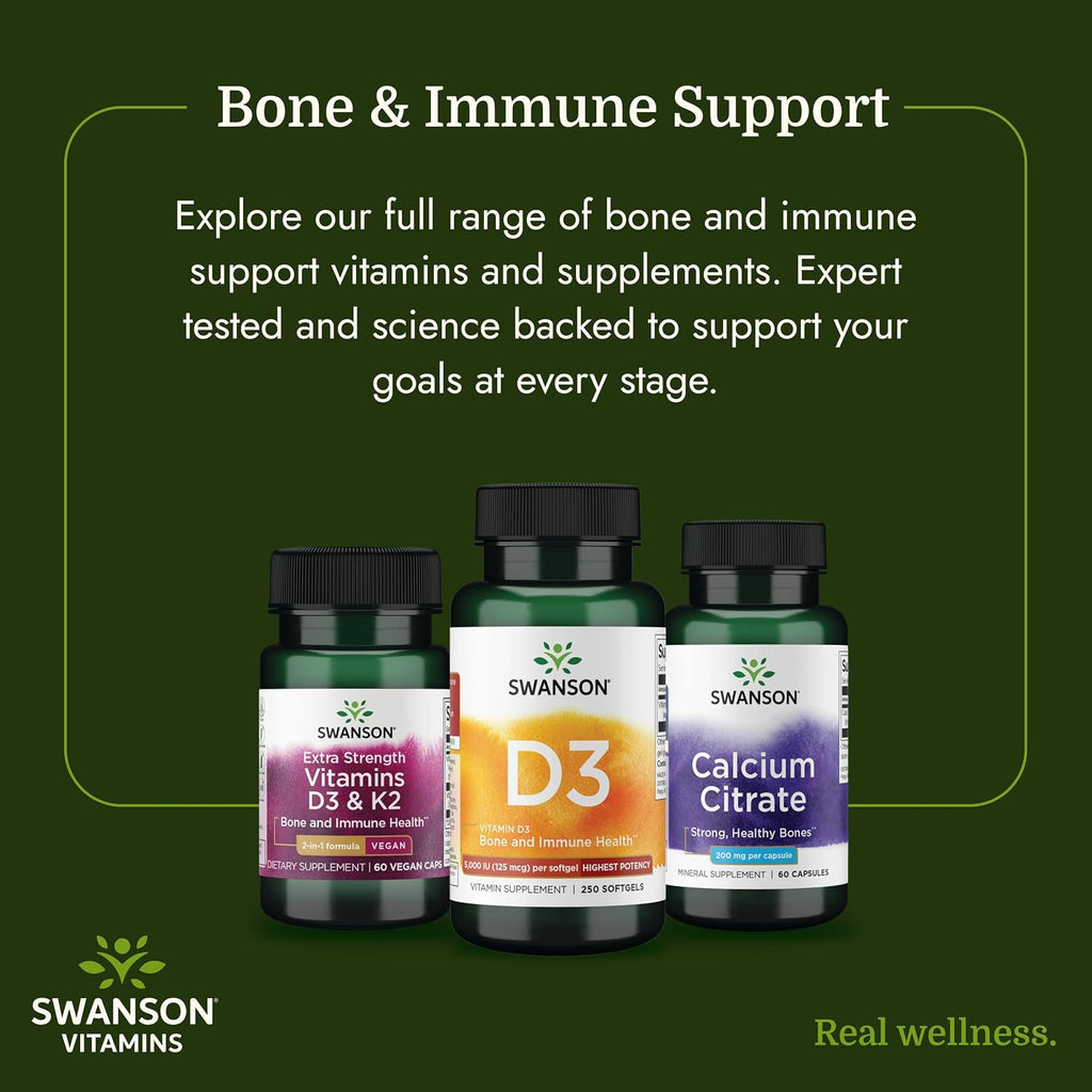 Swanson Vitamina D3 5000 UI - 125 mcg de Colecalciferol (250 Cápsulas Blandas)