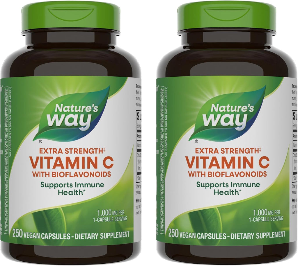 Nature's Way Extra Strength Vitamina C con Bioflavonoides, 1000 mg, 250 Cápsulas Veganas