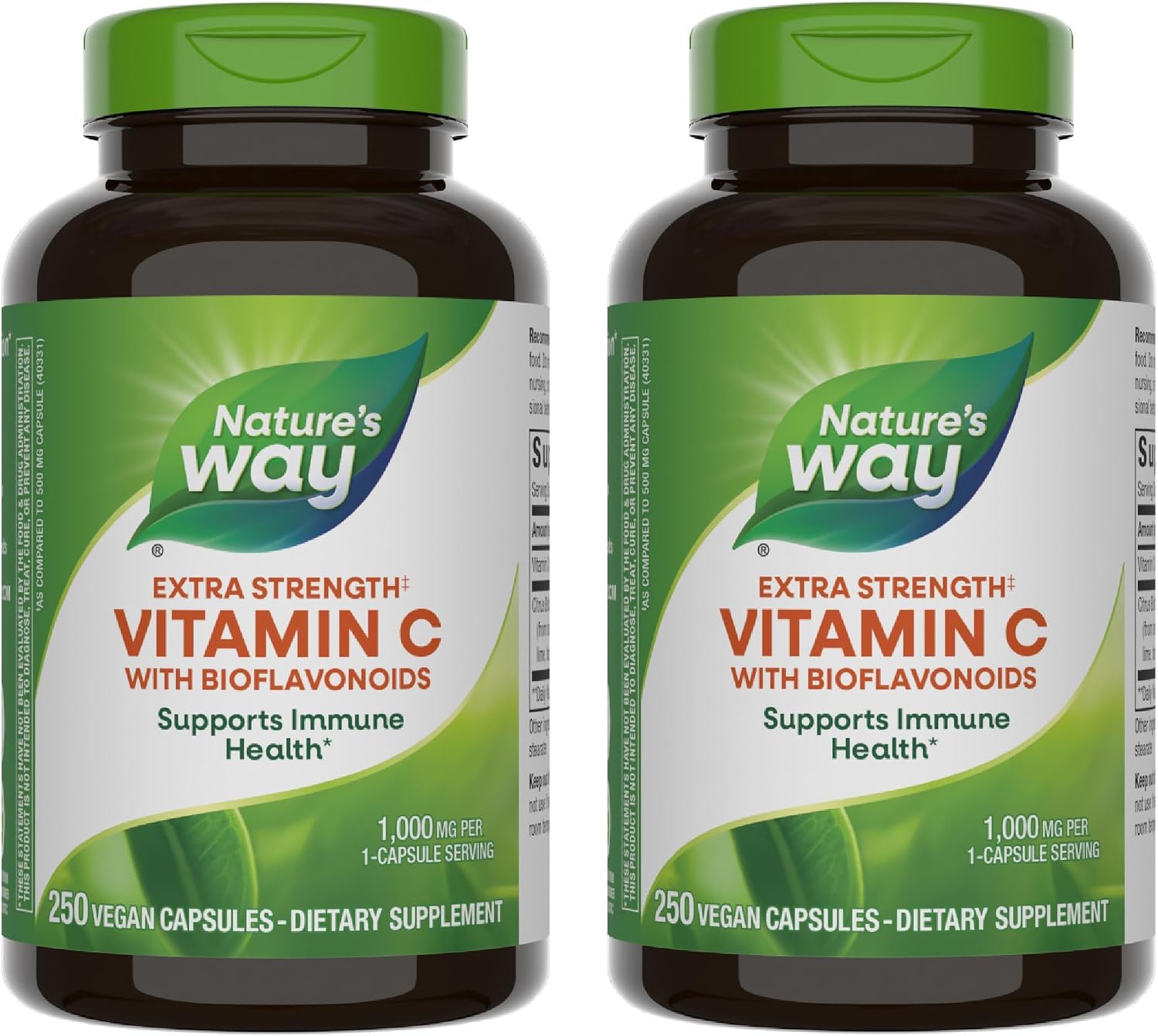 Nature's Way Extra Strength Vitamina C con Bioflavonoides, 1000 mg, 250 Cápsulas Veganas
