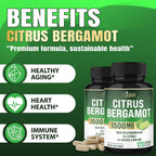 Cadane Citrus Bergamot Supplement | Heart & Immune System | Vegan, Non-GMO – 120 Cápsulas – 40 Días
