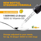 Zoomavit Vitamin D Drops - Gotas de Vitamina D3 1000 UI 59 ml - Fórmula Líquida Orgánica para Bebés, Niños y Adultos