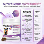 Nutripetz Suplemento Multivitamínico para Perros y Gatos, 120 Masticables Sabor Pato con Glucosamina y Probióticos