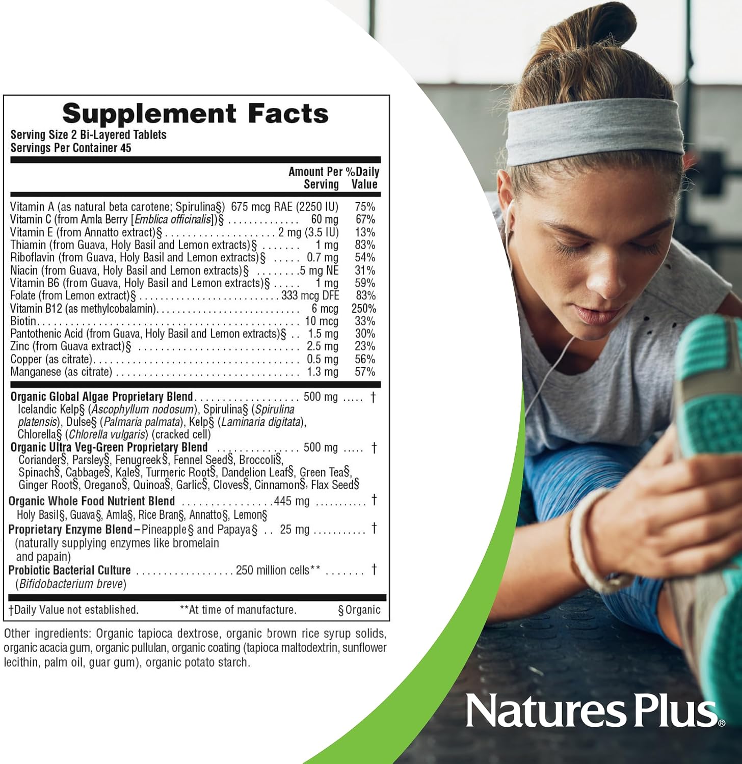 NaturesPlus Ultra Juice Green - 90 Bi-Layered Tablets - Organic Green Supplement