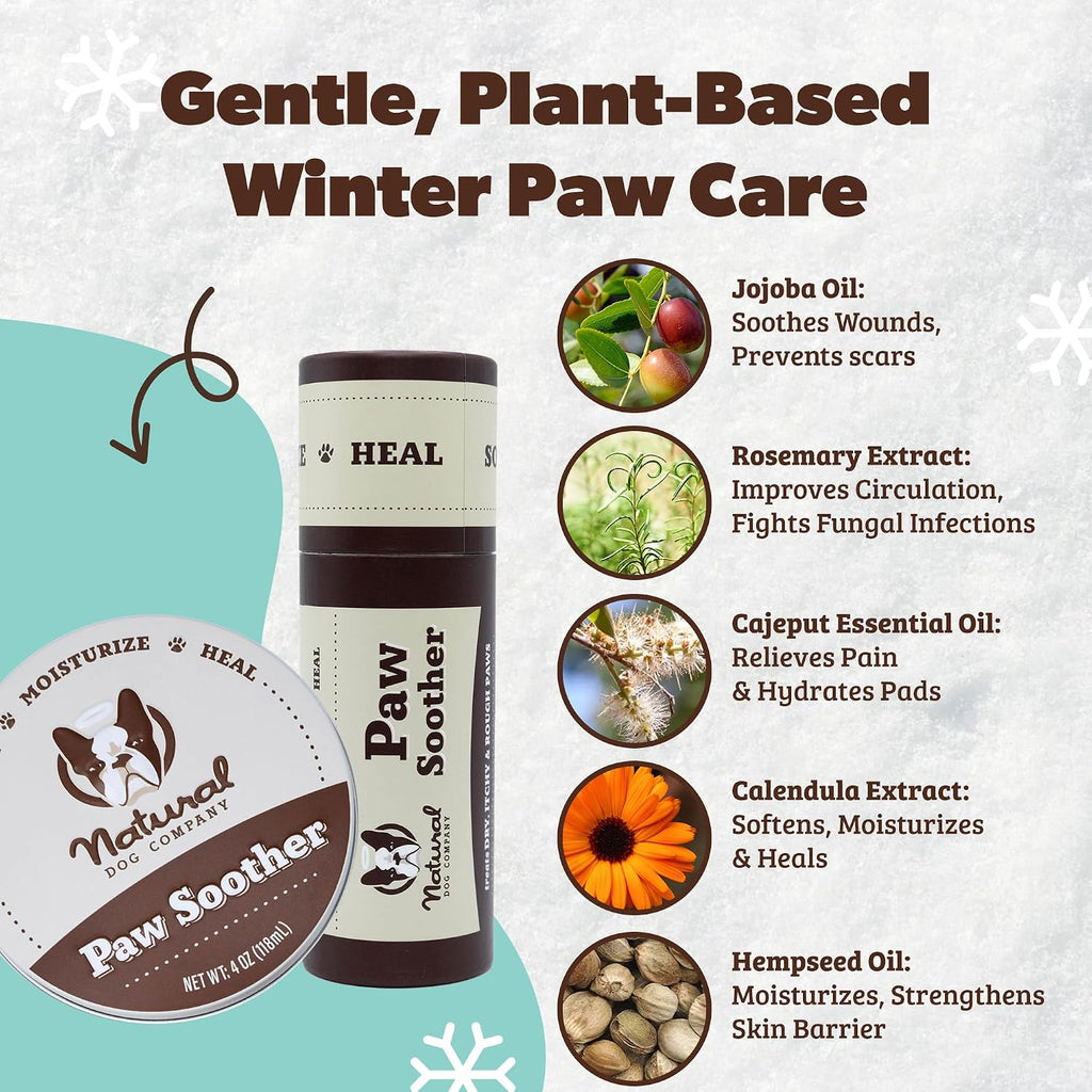 Natural Dog Company Bálsamo Calmante para Patas de Perro - Lote con Lata de 56g y Barra de Viaje