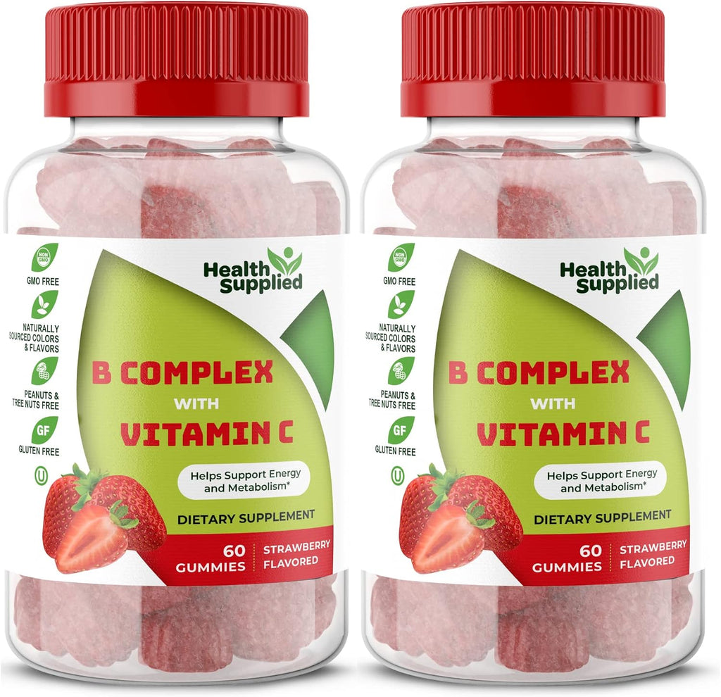 Strawberry Flavored Vitamin B Complex Gummies - Complejo B con Vitamina C