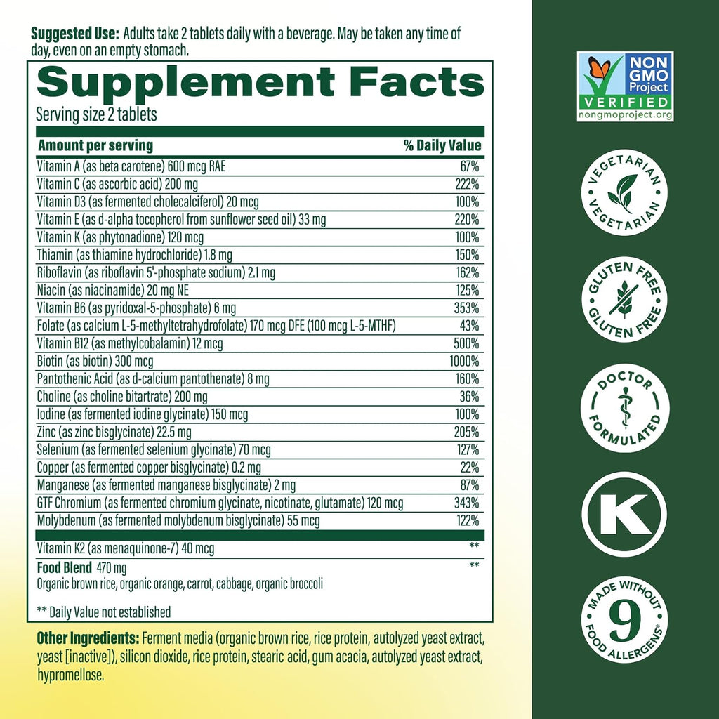 MegaFood Multivitamínico Avanzado para Hombres, 60 Comprimidos (30 Dosis)