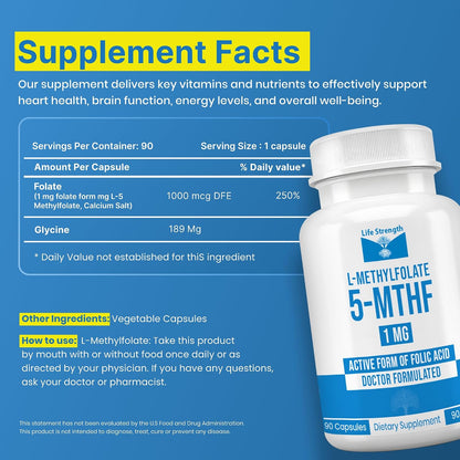 LifeStrength L-Metilfolato 1mg | 180 – Contribuye a la formación normal de las células sanguíneas. – Image 2