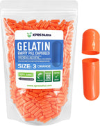 XPRS Nutra Cápsulas Vacías de Gelatina Tamaño 3 - 1000 Unidades (Naranja)