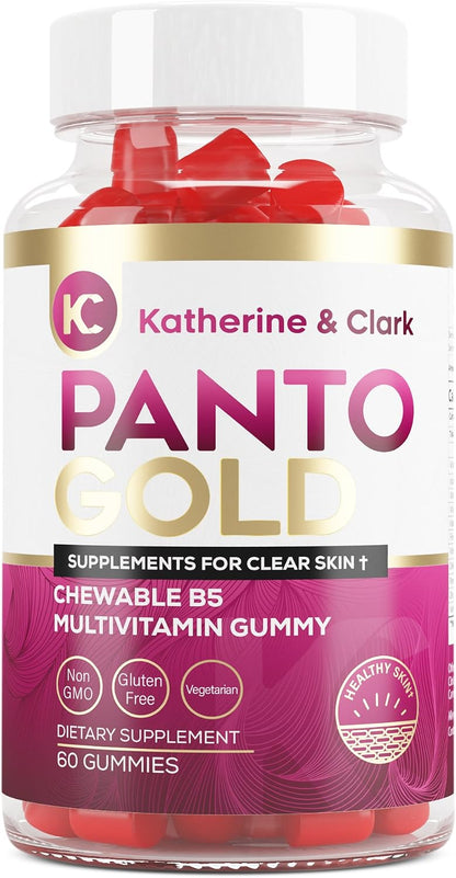 Panto Gold Vitamin B5 y Biotina Gummies para – Biotina: contribuye al mantenimiento del cabello, la piel y las – Image 1