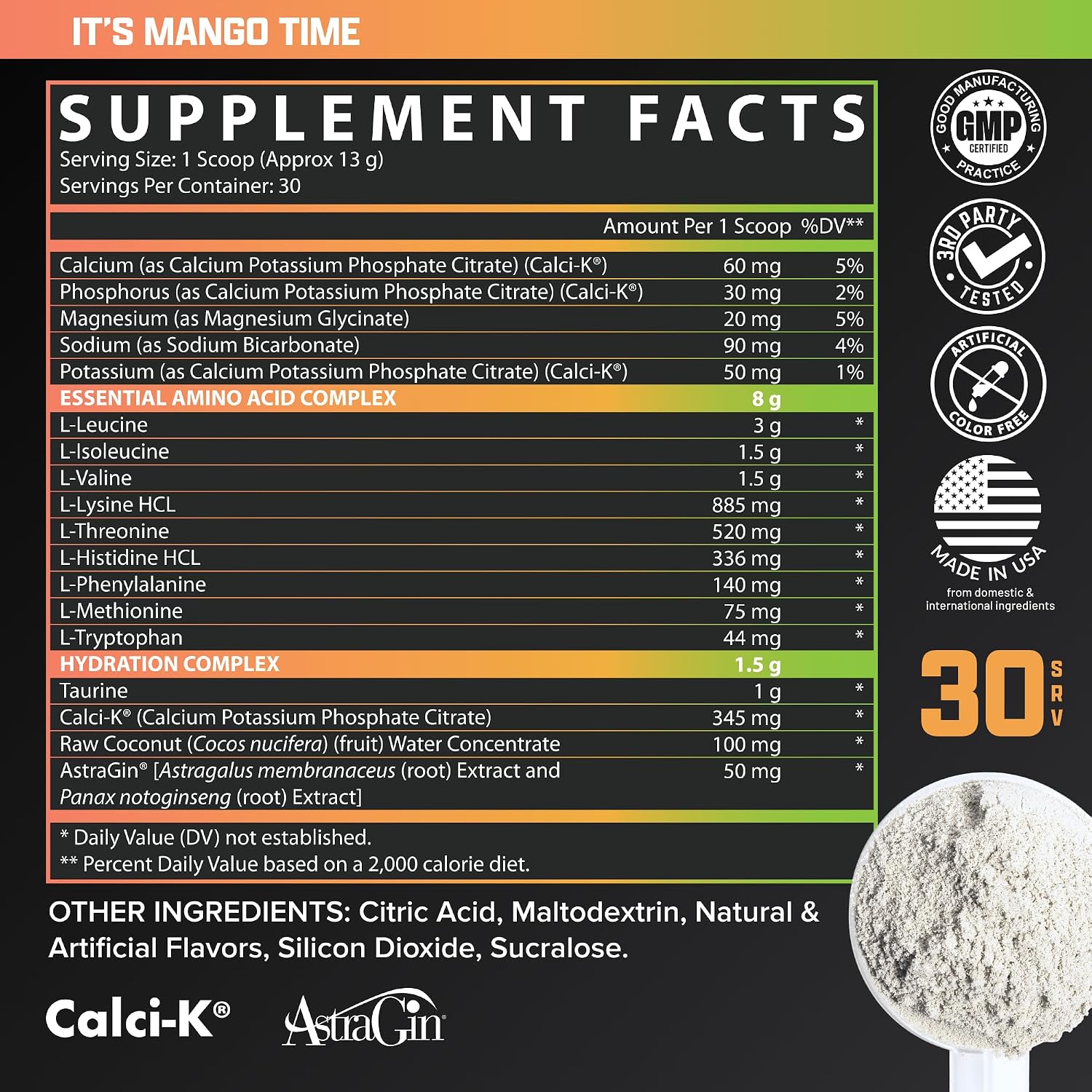 Nutrex Research EAA Hydration | 8g Aminoácidos Esenciales + BCAA + Electrolitos | 30 Servicios Sabor Mango