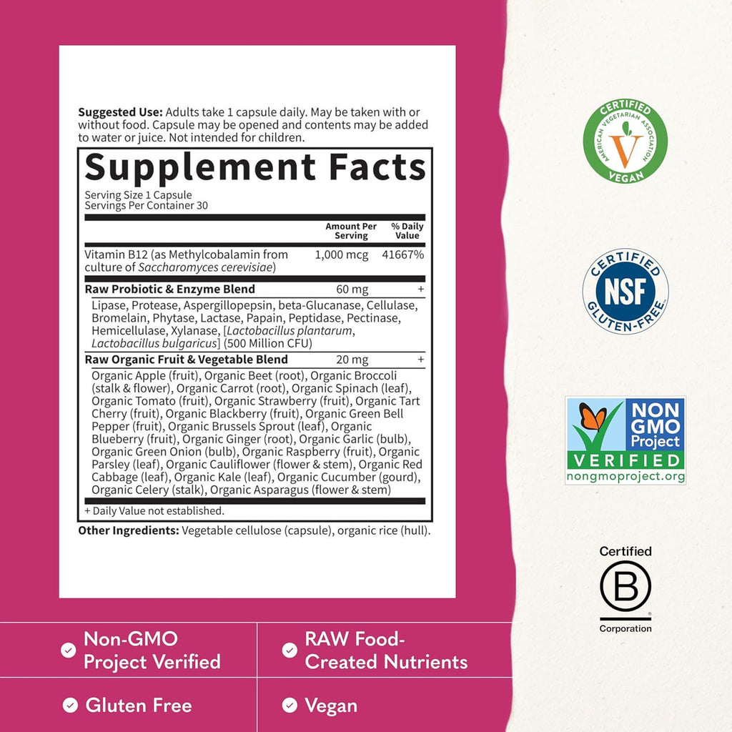 Vitamin Code Raw B-12 Metilcobalamina 1000 mcg - 30 Cápsulas