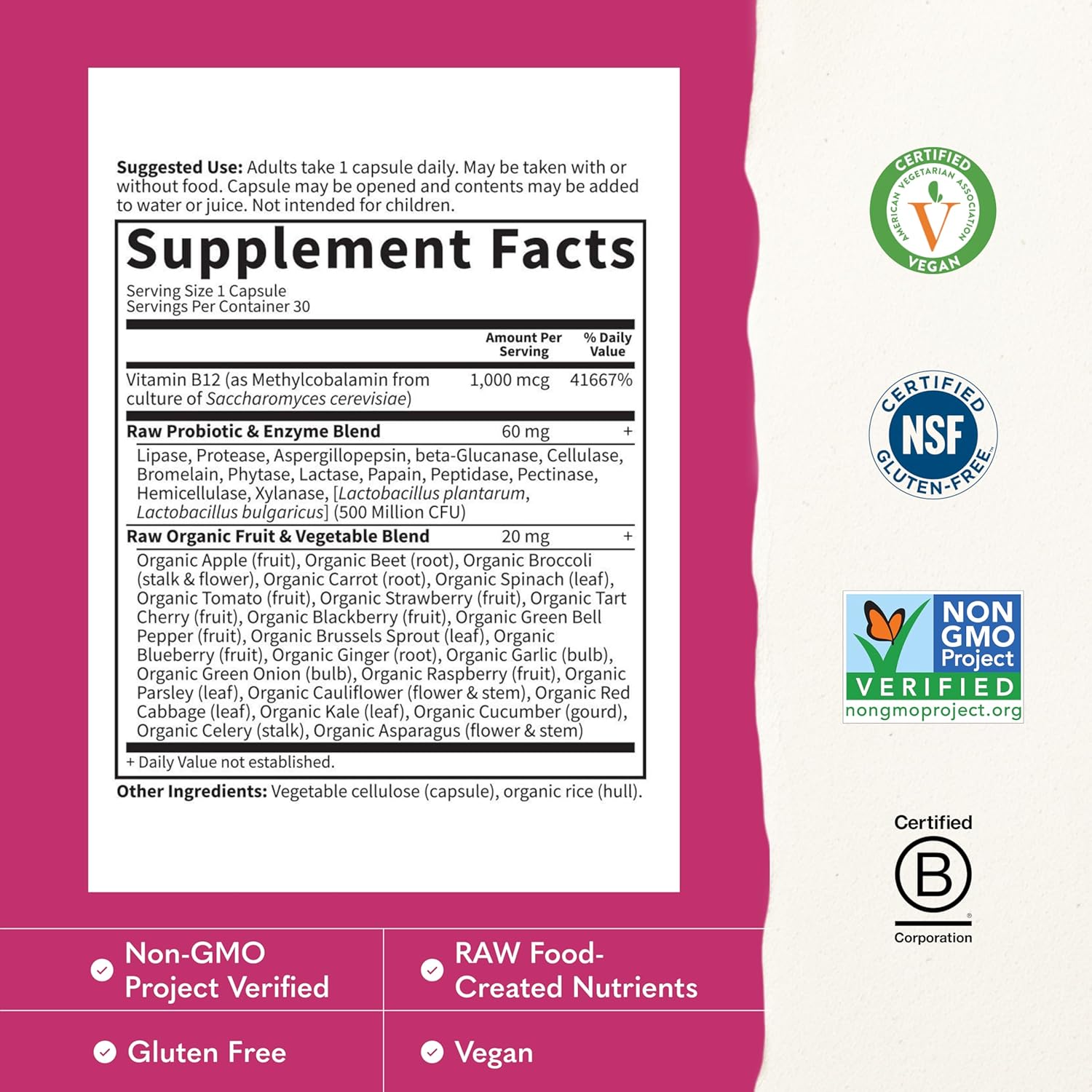 Vitamin Code Raw B-12 Metilcobalamina 1000 mcg - 30 Cápsulas
