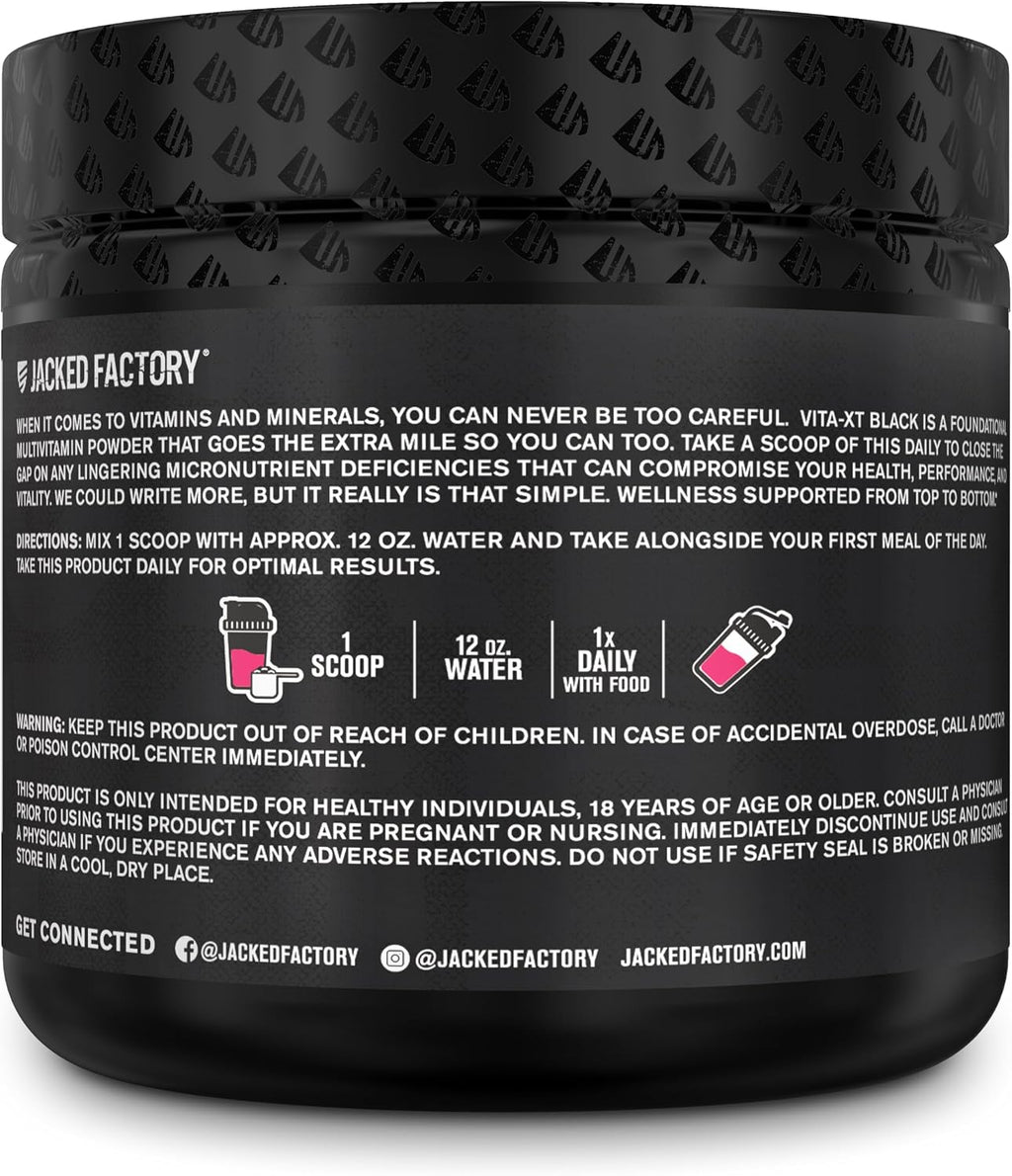 Jacked Factory Vita XT Performance Vitamin Powder - Multivitamínico en Polvo para Hombres, Sabor Fruit Punch, 30 Servicios