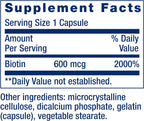 Life Extension Biotina 600 mcg - 100 Cápsulas