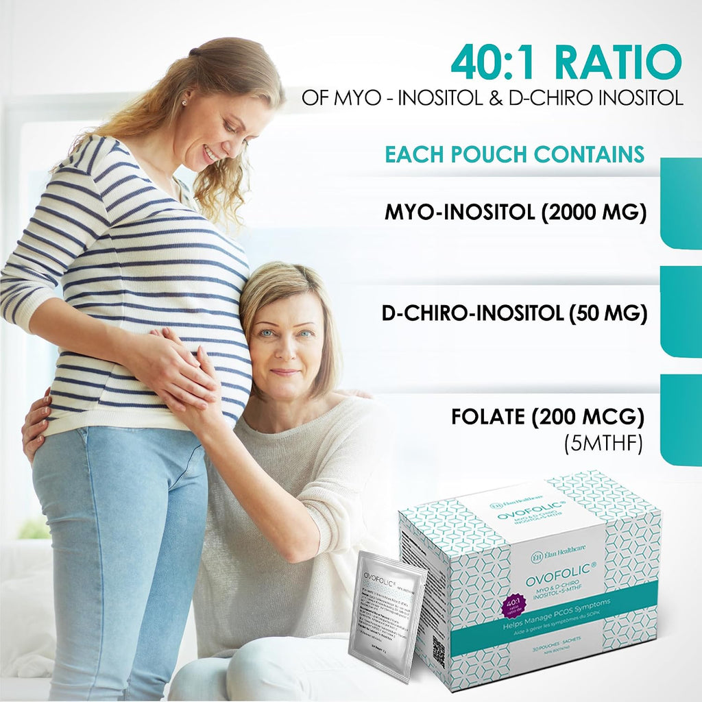 Ovofolic Inositol Suplemento - Myo-Inositol y D-Chiro Inositol con Folato Activo - Ratio 40:1 - 30 sobres