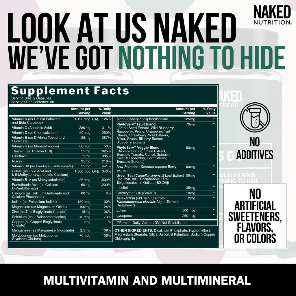 NAKED Men's Multi – Multivitamínico Diario para Hombres – 60 Cápsulas