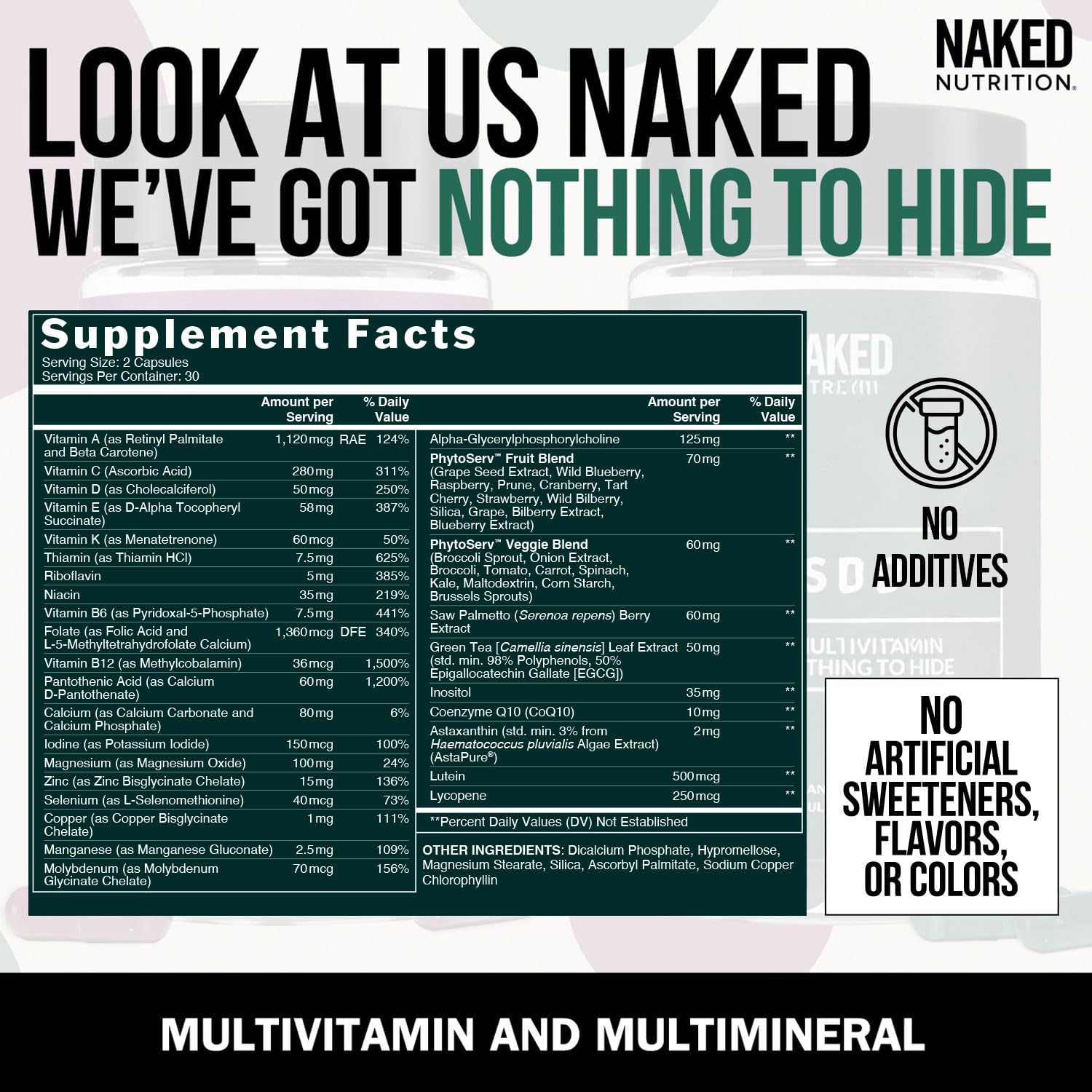 NAKED Men's Multi – Multivitamínico Diario para Hombres – 60 Cápsulas