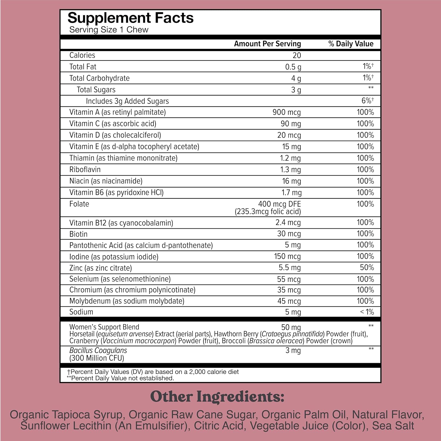 Chewsy Multivitamínico para Mujeres – 23 Nutrientes con Probióticos, Biotina y Arándano – 30 Días