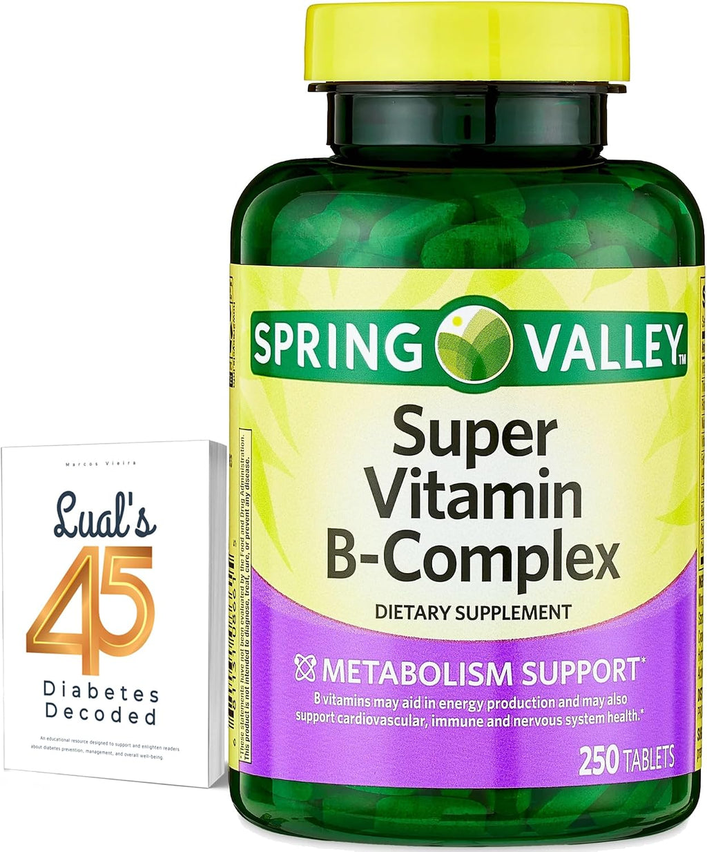 Spring Valley Super Complejo B con Vitamina C y Calcio - 250 Comprimidos + E-book Gratuito