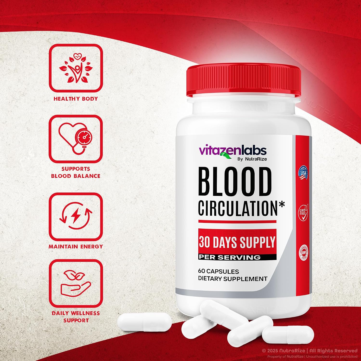 (2 Pack) Vitazenlabs Blood Support Plus, Fórmula de Máxima Potencia para Mantener Niveles Saludables, Fórmula Natural para Apoyar la Salud y el Bienestar General (120 Cápsulas)