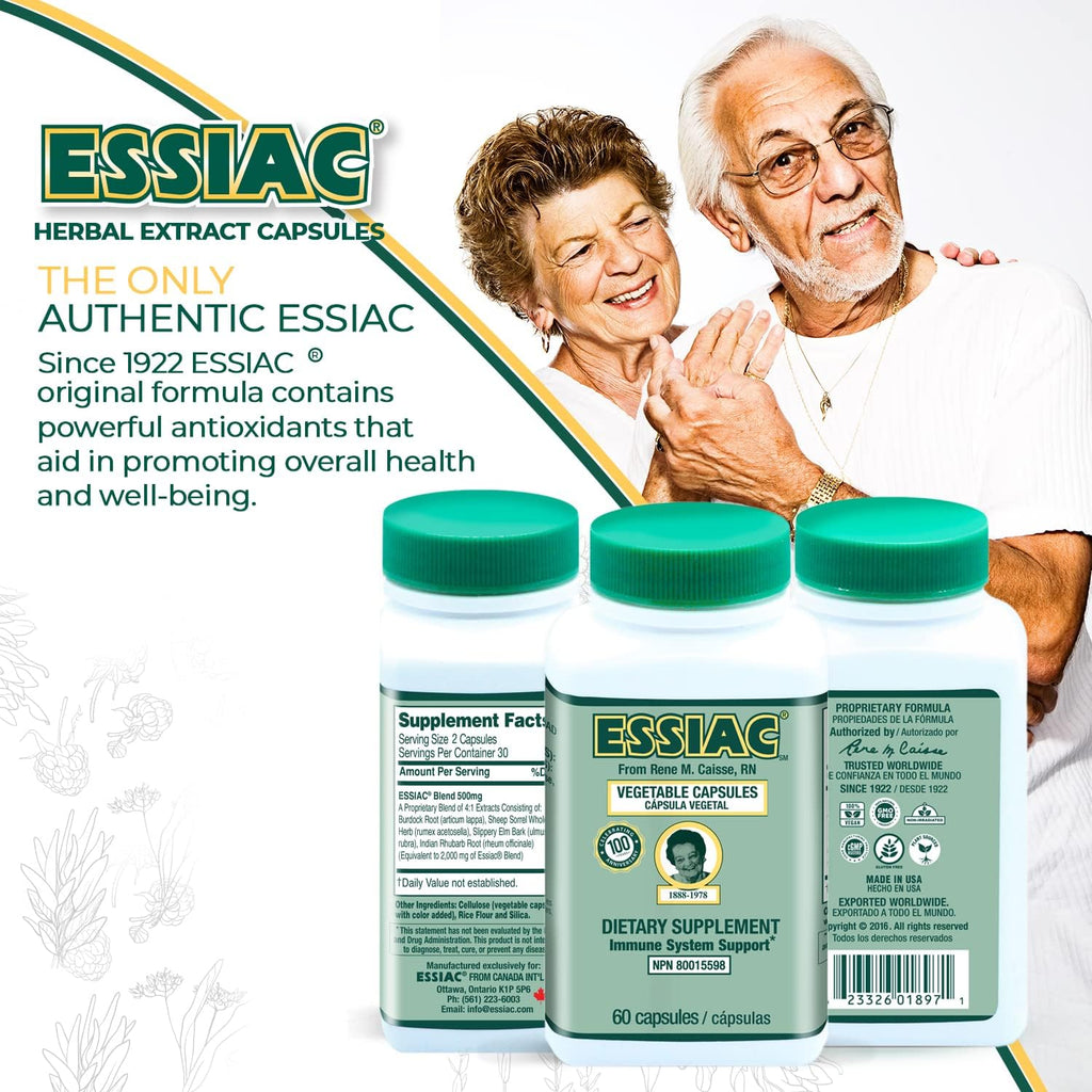 ESSIAC Tea Cápsulas de Extracto Herbal Natural - 60 Cápsulas