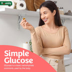 YUM-V'S Glucose Gummies – Gominolas de Glucosa de Acción Rápida – Sabor Natural Naranja y Bayas – 60 Gominulas Masticables para Adultos y Niños