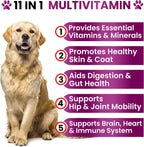 Grateful Pawz Multivitamínico Masticable 11 en 1 para Perros con Glucosamina y Probióticos