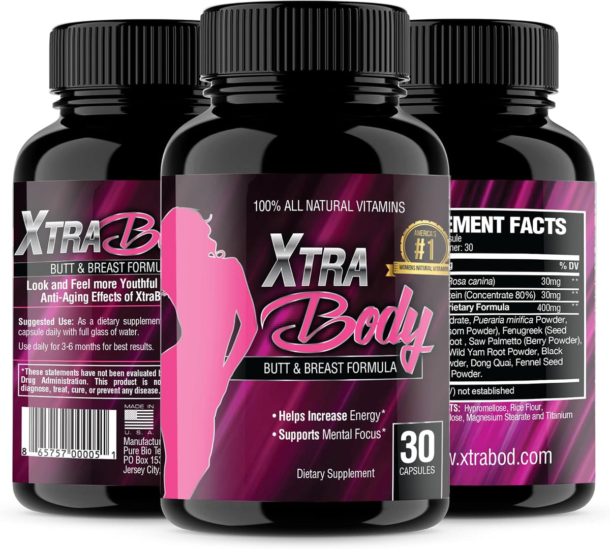 XtraBody Butt Enhancement and Breast – Aumento de glúteos y pecho: Los fitoestrógenos presentes estimulan el – Image 1