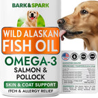 BARK&SPARK Aceite de Pescado Omega 3 para Perros - con Aceite de Salmón Salvaje de Alaska, Líquido, EPA+DHA