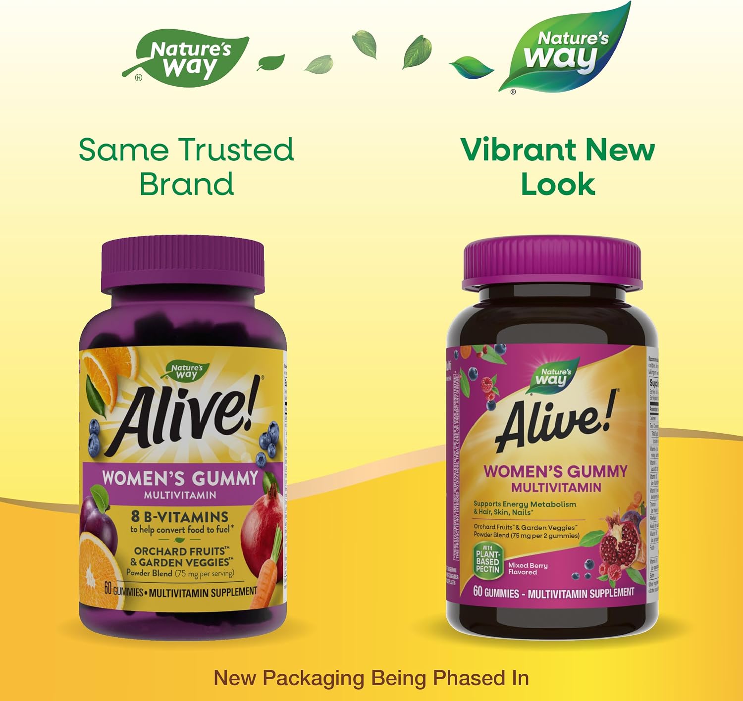 Nature's Way Alive! Multivitamínico Gominolas para Mujeres, 16 Vitaminas y Minerales, Metabolismo Energético, Piel Cabello Uñas, Vegetariano, Sabor Bayas Mixtas, 60 Gominolas (Pack de 2)