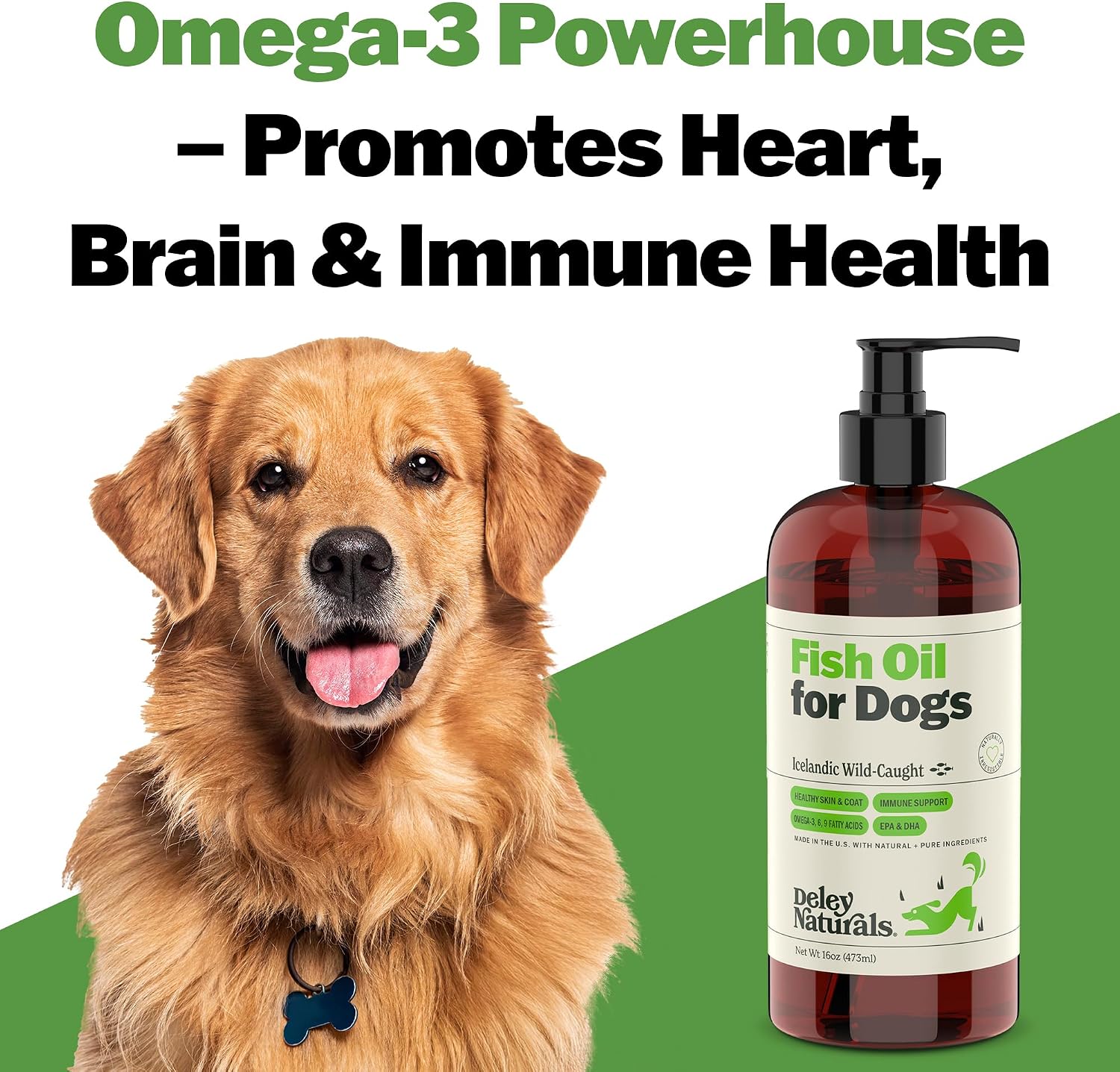 Deley Naturals Icelandic Fish Oil for Dogs - Omega 3 EPA/DHA - 473ml
