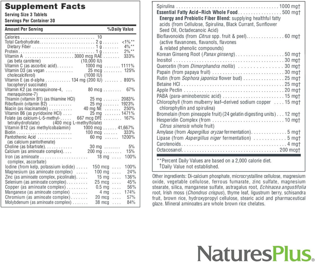 NaturesPlus Source of Life Multivitamínico y Mineral – Pack de 2, 180 Comprimidos