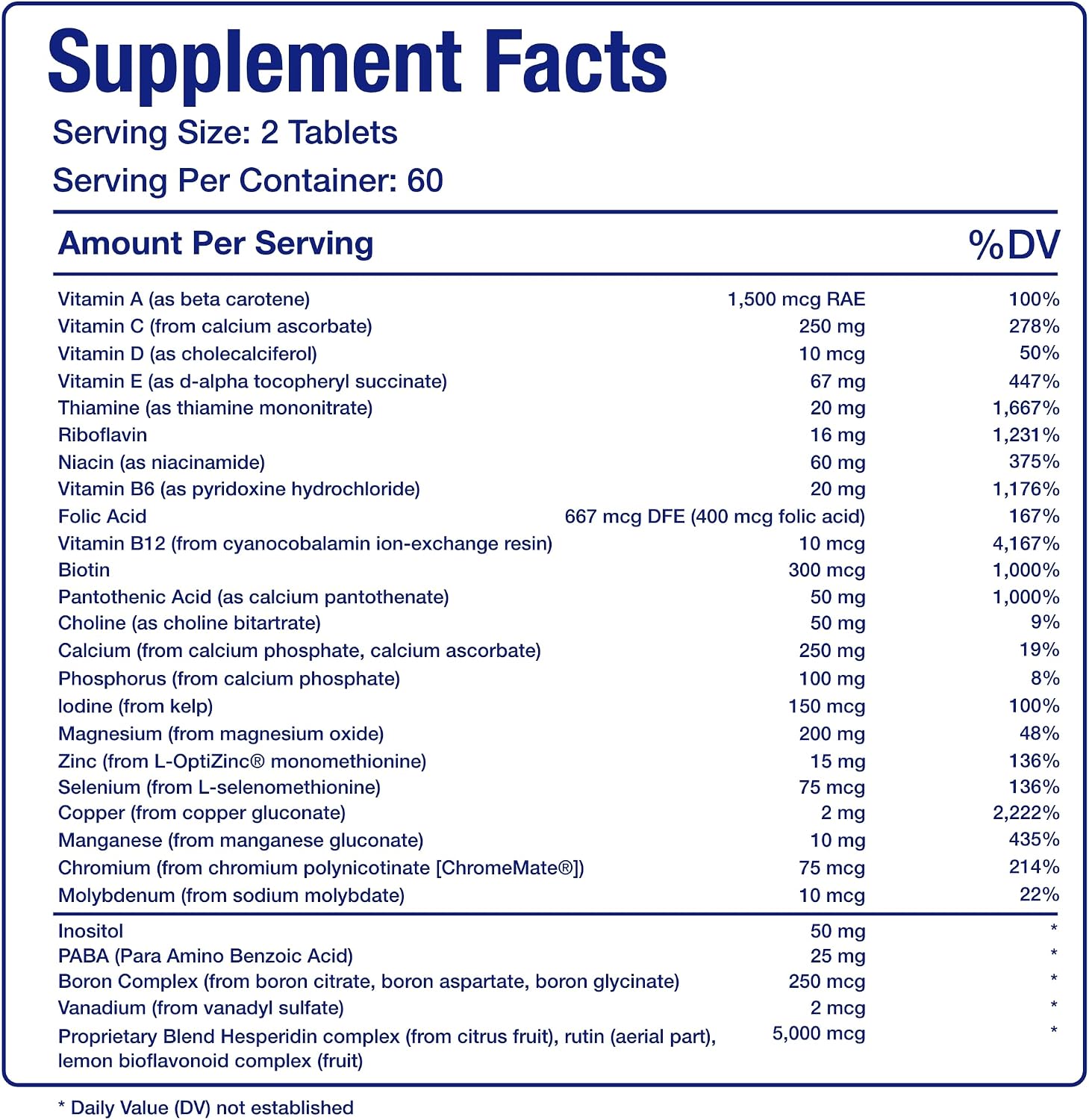 AVED Iron Free Daily Multivitamin – Multivitamínico sin hierro para hombres y mujeres, 120 comprimidos