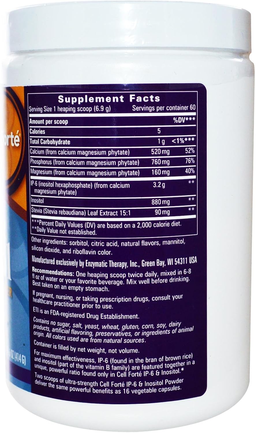 Enzymatic Therapy Cell Fort con IP-6 e Inositol en Polvo - 414 g (14.6 oz)
