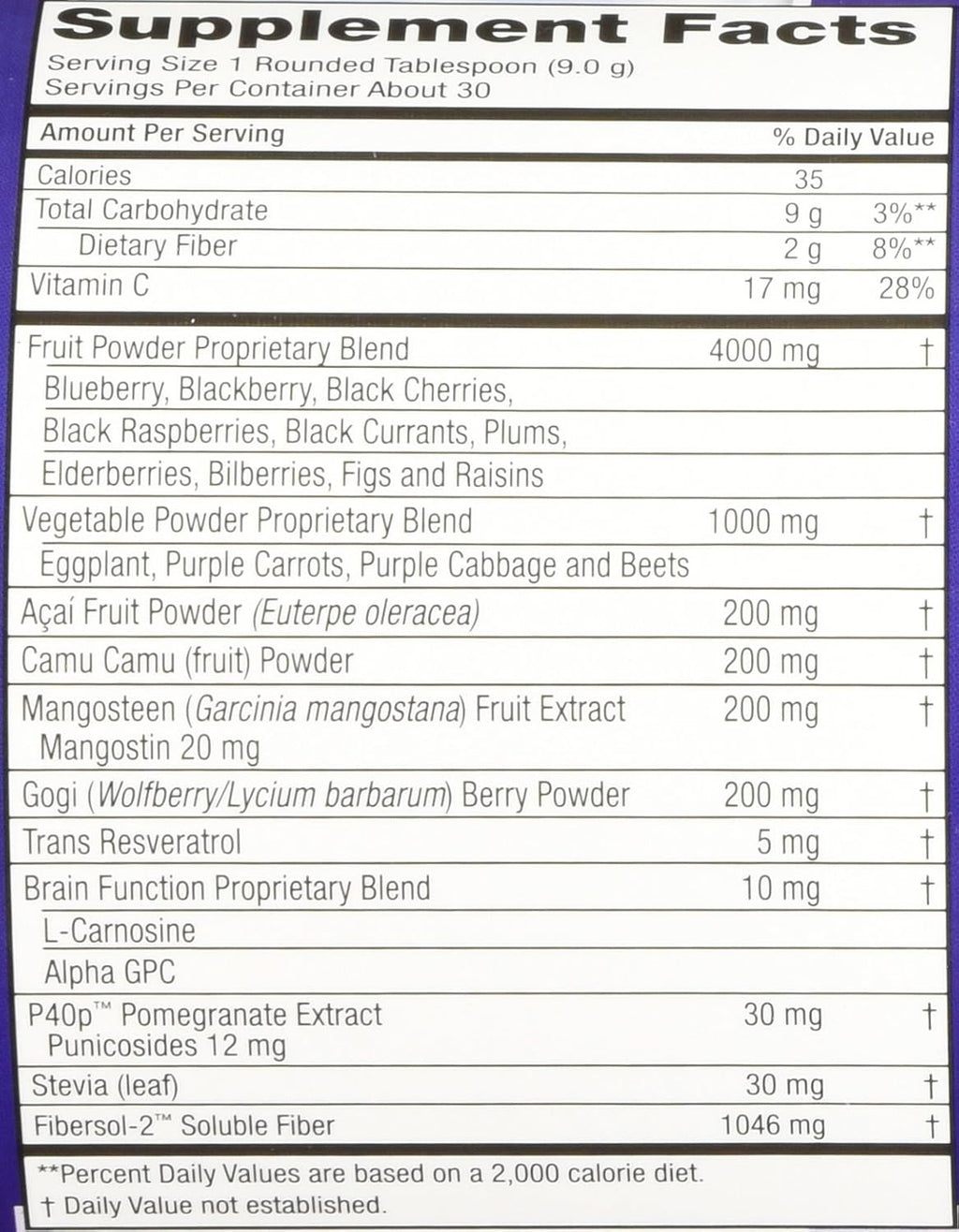 Purity Products Perfect Purples Powder - Mezcla de Fitonutrientes con Extracto de Granada P40p - 30 Días